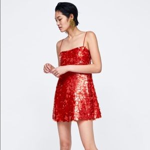 Red sequined Zara mini dress